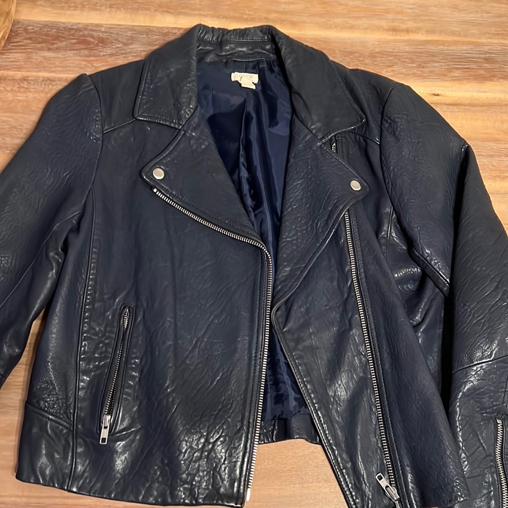 Navy Leather Jacket